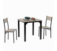 Senmate Set da Pranzo Moderno con Tavolo e 2 Sedie, per Interni ed Esterni, Ideale per Balcone, Cucina e Soggiorno, Design Compatto Risparmio Spazio, Facile da Pulire (Naturale)