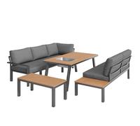 Senmate Set lounge da giardino per 6-7 persone con tavolo e secchiello per il ghiaccio, mobili da esterno moderni in ferro zincato, sedute confortevoli per terrazza, balcone e giardino