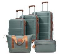 Senmate Set Valigie 3 Pezzi (M+L+XL) Guscio Rigido, Trolley da Viaggio con Rotelle 360° Silenziose e Freni, Blocco TSA, Espansione, Manico in Alluminio, Necessaire Incluso (Verde scuro)