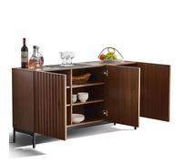 Senmate Sideboard Mid Century Modern, Credenza con 3 Ante a Design Ondulato 3D, Ripiani Regolabili e Protezione Anti-Ribaltamento, per Soggiorno e Sala da Pranzo, Finitura Legno Naturale, 150x40x80cm
