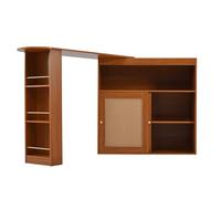 Senmate Tavolo Cucina Estendibile 138-193cm con Ante in Vimini, Ripiani Regolabili e Spazio Archiviazione - Tavolo da Bar, Isola Cucina Multifunzione per Casa Piccola