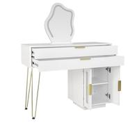 Senmate Toeletta con Specchio LED 3 Luci Touch, Toeletta Moderna per Camera da Letto con 2 Ampii Cassetti, Design Modulare Estraibile (Lato Sinistro/Destro), Bianco, L100 x P40 x H78 cm