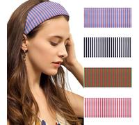 SENMAY 4 fasce per capelli da donna a righe larghe fasce per capelli da donna fasce antiscivolo elastiche alla moda bandane per allenamento yoga corsa fasce per capelli per accessori per capelli da