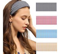 SENMAY 4 fasce per capelli da donna a righe larghe fasce per capelli da donna fasce antiscivolo elastiche alla moda bandane per allenamento yoga corsa fasce per capelli per accessori per capelli da