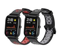 SenMore 2 Pezzi 20mm Cinturino per Amazfit GTS Lightweight Bracciale Universale in Sport Cinturino Sportivo per Amazfit GTS/GTS 2/2 Mini/2e/GTS 3/Bip/Bip Lite/Bip S/Bip U/GTR 42mm(20mm,BlkRed&Gray)