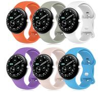 SenMore 6 Pezzis Cinturino per Google Pixel Watch 3 45mm/Watch 4 45mm, Regolabile Cinturino in Silicone di Sportiva Ricambio per Smartwatch. (Purple, Light Pink, Light Green, Sky Blue, Orange, White)