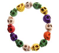 Senmubery Braccialetto buddista con perline a forma di teschio, in howlite, turchese, Plastica, na