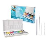 Sennelier Scatola di pittura acquerello in plastica, 12 colori x 10 ml con pennello e sfumatura,Made in France