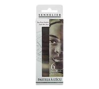 Sennelier Set di 6 bastoncini extra morbidi semi-pastello, 6 pezzi (confezione da 1), toni scuri ritratti
