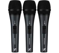 Sennheiser e 835-S Microfono dinamico cardioide da palco - Confezione da 3 | Per voce dal vivo e sistemi PA | Interruttore On/Off, XLR | Nero (507359)