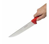 SENO & SENO Coltello Professionale Macello Francese 18x3,8 cm - Lama Acciaio Inox Temperato Alta Durezza - Manico Rosso Ergonomico Antiscivolo - Finitura Manuale Igienica