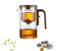 Senomi Infusion Glass Pot, Magnetic Tea Pot with Infusers, 2 in 1 Water Separation Glass Teapot with Wooden Handle, Tea Pot with Infusers for Loose Teas, One-Click Teas Drinking (Transparent,720ml)