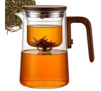 Senomi Infusion Glass Pot, Magnetic Tea Pot with Infusers for Loose Tea, Water Separation Glass Teapot with Wooden Handle, One-Click Tea Drinking for Loose Tea & Blooming Tea (1000ml/35Oz)