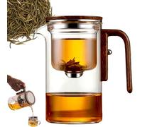 Senomi Infusion Glass Pot, Magnetic Tea Pot with Infusers for Loose Tea, Water Separation Glass Teapot with Wooden Handle, One-Click Tea Drinking for Loose Tea & Blooming Tea (600ml/21Oz)