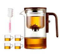 Senomi Infusion Glass Pot,Magnetic Tea Pot with Infusers,Water Separation Glass Teapot with Wooden Handle with Filter,One-Click Tea Drinking Easy Separation,for Home,Office