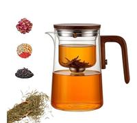 Senomi Infusion Glass Pot, Magnetic Tea Pot with Infusers, Water Separation Glass Teapot with Wooden Handle with Filter for Loose Tea & Blooming Tea (1000ml/35Oz)