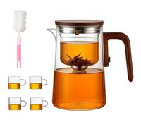 Senomi Infusion Glass Pot,Magnetic Tea Pot with Infusers,Water Separation Glass Teapot with Wooden Handle with Filter,One-Click Tea Drinking Easy Separation,for Home,Office