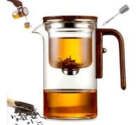 Senomi Infusion Glass Pot, Senomi Teapot, Magnetic Tea Pot with Infusers for Loose Tea, Water Separation Glass Teapot with Wooden Handle, One-Click Tea Drinking, Easy Separation (600ml/21oz)