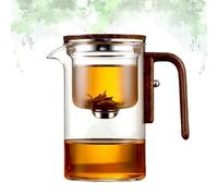 Senomi Infusion Glass Pot with Wooden Handle, Heat Resistant Glass Tea Infusers for Loose Leaf Tea, One-Click Water Separation Teapot for Hot and Cold Brewing (600ml)