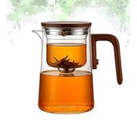Senomi Infusion Glass Pot with Wooden Handle, Heat Resistant Glass Tea Infusers for Loose Leaf Tea, One-Click Water Separation Teapot for Hot and Cold Brewing (800ml)