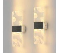 SENQIU 2 Pezzi Applique da Parete Interno, 12W 1350LM Moderno Lampada da Parete Interno, 3000K Luce Bianca Calda, Lampada a Muro Design in Acrilico per Soggiorno Camera da letto Corridoio Scale