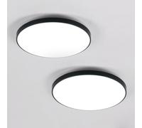 SENQIU 2 Pezzi Plafoniera LED Soffitto 24W, IP54 Impermeabile Lampada da Soffitto 6500K Luce Fredda, Plafoniera Bagno Ø27CM Rotonda Nero per Soggiorno, Camera da Letto, Cucina, Balcone, Corridoio