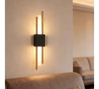 SENQIU Applique da Parete LED Moderna, 10W Lampada da Parete Interno 40CM | Creativo Design, Lampada da Muro Interno Oro Nero per Camera da Letto Soggiorno Corridoio Sala da Pranzo, Bianco Caldo 3000K