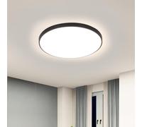 SENQIU Plafoniera LED Soffitto, 24W Lampada da Soffitto LED Rotonda Moderna, Plafoniere Nera IP54 Impermeabile Per Bagno Camera da Letto Soggiorno Corridoio, 4500K Bianca Naturale, Ø27CM