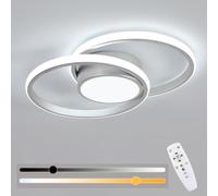 SENQIU Plafoniera LED Soffitto Dimmerabile, 40W Lampada da Soffitto Moderna con Telecomando 3000K-6500K, Lampadario LED Moderno Rotondo per Camera da Letto Soggiorno Sala da Pranzo, Argento