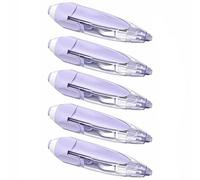 SENRISE 5 nastri di correzione White Out, 6 m x 5 mm, a forma di penna, ricaricabile, retrattile, mini rullo di correzione per scrittura errata, correzione istantanea, viola