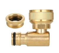 SENRISE Connettore per rubinetto angolato in ottone, 1/2" e 3/4", connettore rapido per tubo flessibile, adattatore femmina per rubinetto, lavatrice, rubinetto da giardino