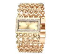 SENRUD Orologio da polso analogico al quarzo da donna, con quadrante rettangolare e cinturino alla moda, regalo per donne, 01 Oro