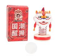 Senrusa Auto bobblehead Ornament Leone Forma Figurine Innovative presentano Auto Che scuotono Il Giocattolo per la casa in Ufficio (Red+White)