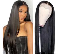 SENSAIRUITE Parrucche frontali in pizzo dritto per capelli umani densità 180% 13x4 HD trasparente pizzo frontale parrucche per capelli umani per le donne Pre pizzicate colore naturale 24 pollici