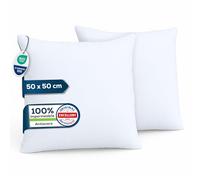 Sensalou Copricuscino Impermeabile Antiacaro 50x50 cm - Copriguanciale con Cerniera, Set da 2 Disponibile in 7 Dimensioni Bianco