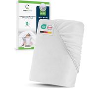 Sensalou Proteggi-Materasso Impermeabile 50 x 90 cm Set 2 pezzi - Lenzuolo con Angoli Lavabile 95 °C per Culla o Carrozzina, Anti-Perdita Silenzioso Traspirante, Singolo, Ideale per Neonati e Bambini