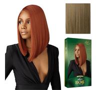 Sensationnel Chicbob Lace Frontwig - Lob Unit 1 Face Framing Glueless Parrucca larga 12,7 cm di profondità, capelli sintetici prepizzicati (LIGHTASHBROWN)