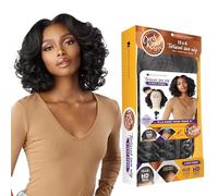 Sensationnel Kinksandco Kinkyedges Parrucca frontale con capelli ondulati, 35,5 x 15,6 cm, con pizzo, naturale, attaccatura dei capelli, texture dei capelli naturali da 3C a 4C (1 jet black)