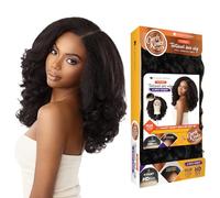 Sensationnel Kinksandco Kinkyedges - Set di parrucche con capelli ricci Kinksandco, 40,6 cm, parte a Y, in pizzo naturale con trama Kinkytexture, per capelli naturali da 3C a 4C (1B nero sporco)