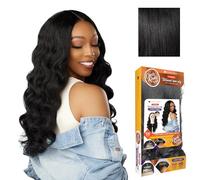 Sensationnel Parrucca Kinksandco Kinkyedges riccia con capelli crespi sciolti 61 cm, parte a Y, in pizzo naturale con trama Kinkytexture, per texture naturali da 3C a 4C (1 JETBLACK)
