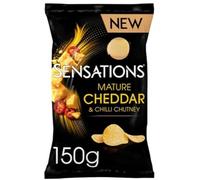 Sensations Mature Cheddar & Chilli Chutney Patate Patatine Patate 150 g (confezione da 4) "Crunch into Happiness" per tutte le occasioni