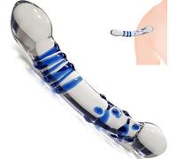 Sensazionale Sex Toy Masturbatore Maschile Dildo Anale dildo vetro Doppio Dildo di Vetro Lunghezza 21cm ⌀3-3.5cm Accetta Caldo e Freddo Design Accattivante dildi blu Trasparente sextoy FOPS G22