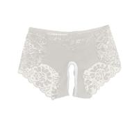 :Sensazionale slip ricamato in pizzo con schiena aperta da donna con un design provocante e seducente, bianco, L