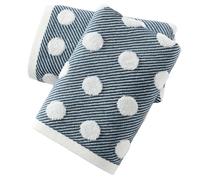 sense gnosis Asciugamani blu navy, 100% cotone, super morbidi, assorbenti, jacquard a spina di pesce, a righe, a pois, per bagno, decorazione, hotel, doccia, confezione da 2