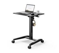 SENSE7 Mobile Desk With 4 Wheels, 70x52cm, Height Adjustable Scrivania, Inclinable Top, Mobile Work Table, Standing-Sitting, Laptop Support With Hook, Black