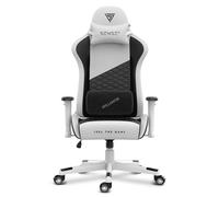 SENSE7 Poltrona da gioco Spellcaster Edizione Senshi, ergonomico, cuscini lombari regolabili, inclinazione regolabile, funzione di oscillazione, sedia da gioco in similpelle, 150kg, sedia PC bianca