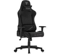 SENSE7 Poltrona da gioco Spellcaster Edizione Senshi, ergonomico, cuscini lombari regolabili, inclinazione regolabile, funzione di oscillazione, sedia da gioco in tessuto, 150kg, sedia PC nera