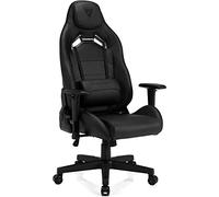 SENSE7 Poltrona da gioco Vanguard, ergonomico con cuscini lombari regolabili, inclinazione regolabile, sedia da gioco con oscillazione, sedia da ufficio in similpelle 150kg, sedia PC nera