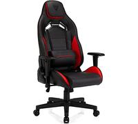SENSE7 Poltrona da gioco Vanguard, ergonomico con cuscini lombari regolabili, inclinazione regolabile, sedia da gioco con oscillazione, sedia da ufficio in similpelle 150kg, sedia PC nera-rossa