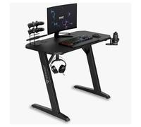 SENSE7 Scrivania Gaming 120x60 cm con Porta Controller e Gancio Cuffie | Superficie in Fibra di Carbonio, Portabevande Integrato, Per PC Studio Cameretta, Uso Quotidiano, Postazione Casa